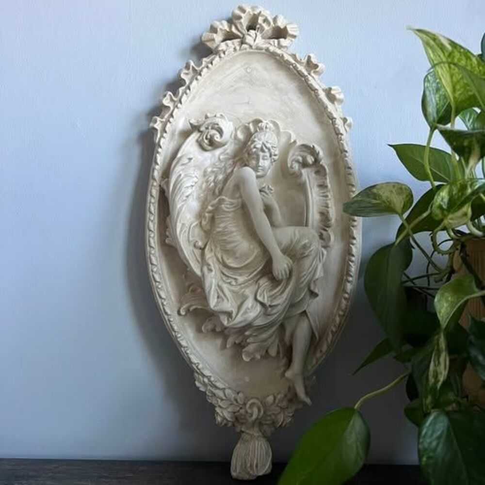 Vintage Plaster Art Nouveau Wall Plaque
